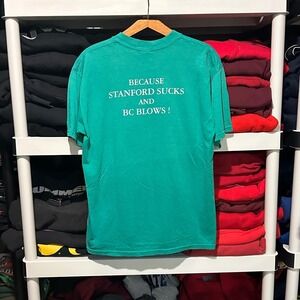 Vintage Y2K Stanford Suck, BC Blows Funny Joke College Green Mens Large Shirt